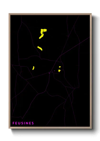 Une affiche de carte sur Feusines