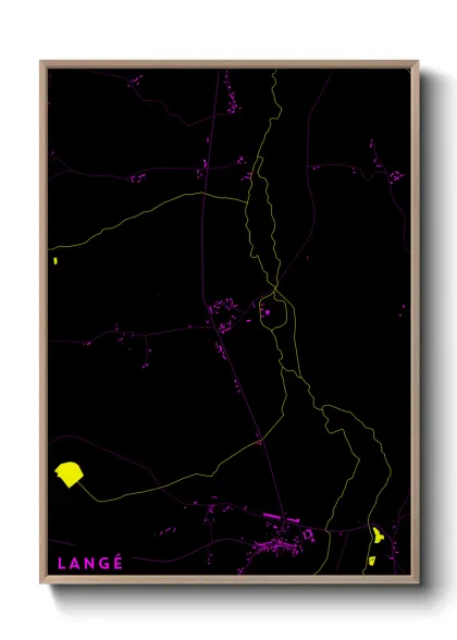 Une affiche de carte sur Langé