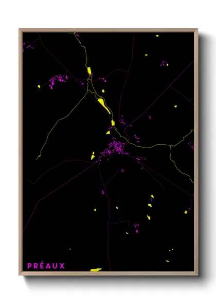 Une affiche de carte sur Préaux