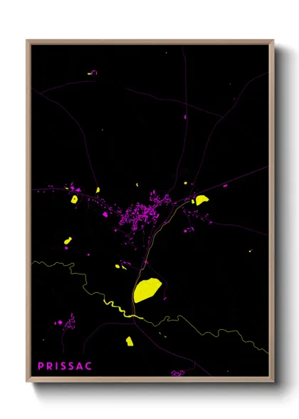Une affiche de carte sur Prissac