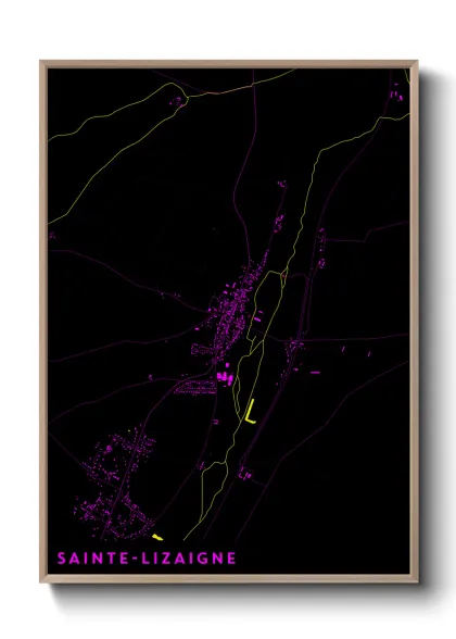 Une affiche de carte sur Sainte-Lizaigne