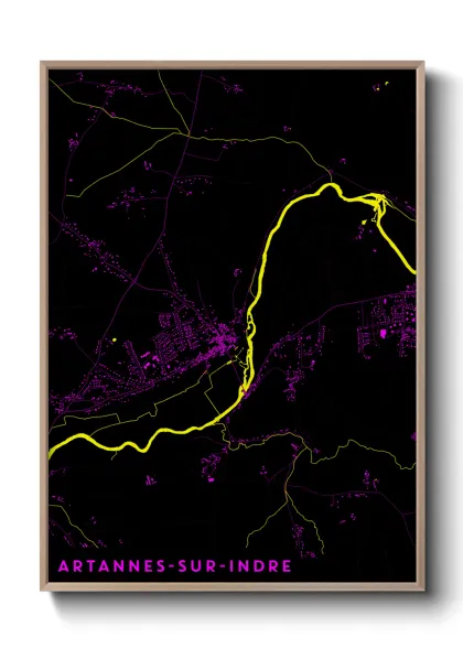 Une affiche de carte sur Artannes-sur-Indre