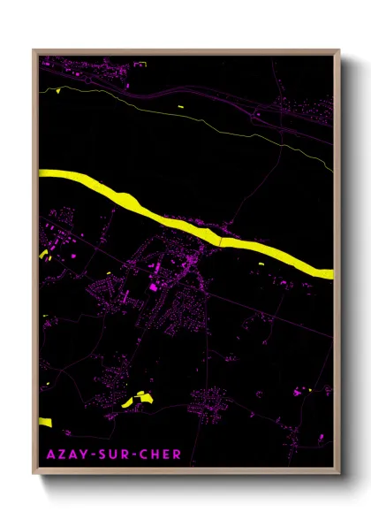 Une affiche de carte sur Azay-sur-Cher