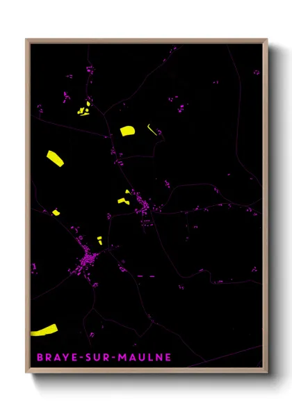 Une affiche de carte sur Braye-sur-Maulne