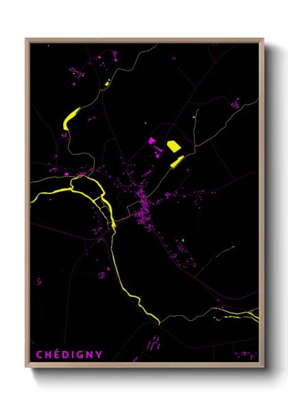 Une affiche de carte sur Chédigny