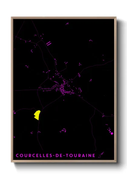Une affiche de carte sur Courcelles-de-Touraine