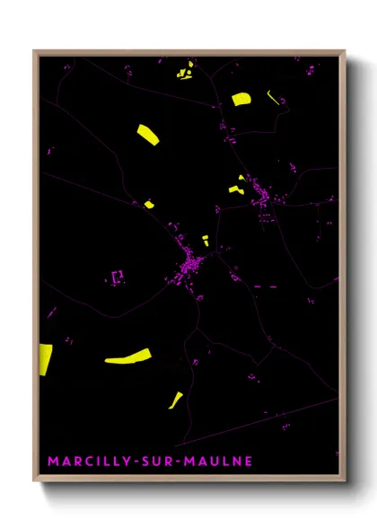 Une affiche de carte sur Marcilly-sur-Maulne