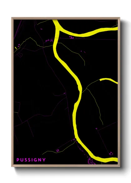 Une affiche de carte sur Pussigny