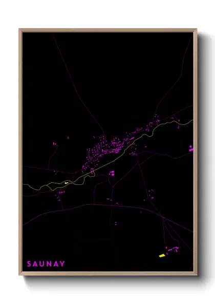 Une affiche de carte sur Saunay