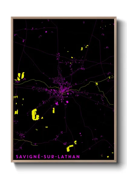Une affiche de carte sur Savigné-sur-Lathan