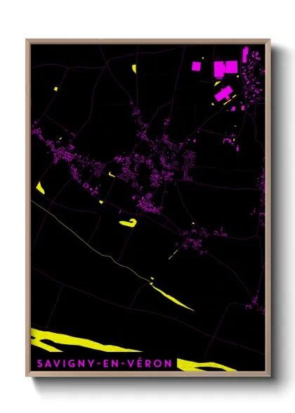 Une affiche de carte sur Savigny-en-Véron