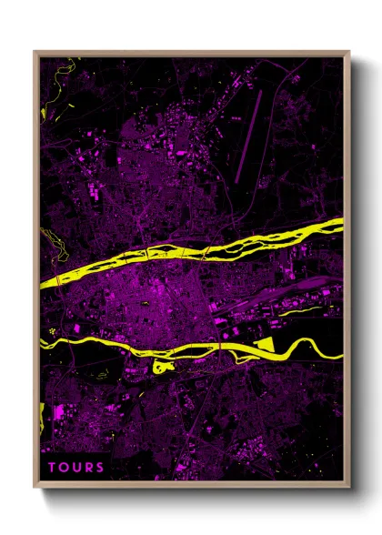 Une affiche de carte sur Tours