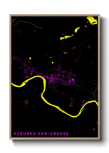 Une affiche de carte sur Yzeures-sur-Creuse