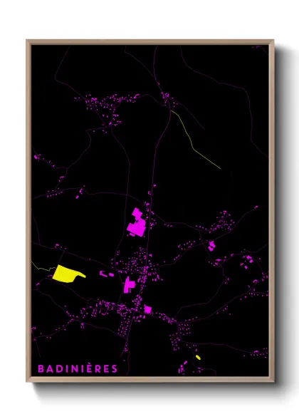 Une affiche de carte sur Badinières