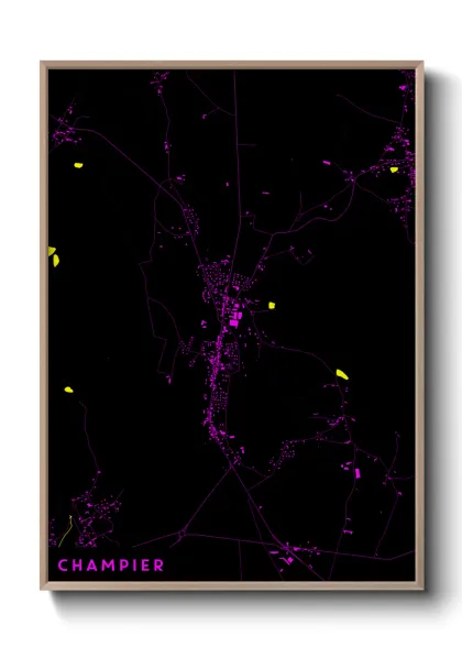 Une affiche de carte sur Champier