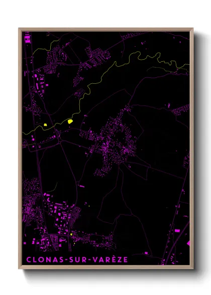 Une affiche de carte sur Clonas-sur-Varèze