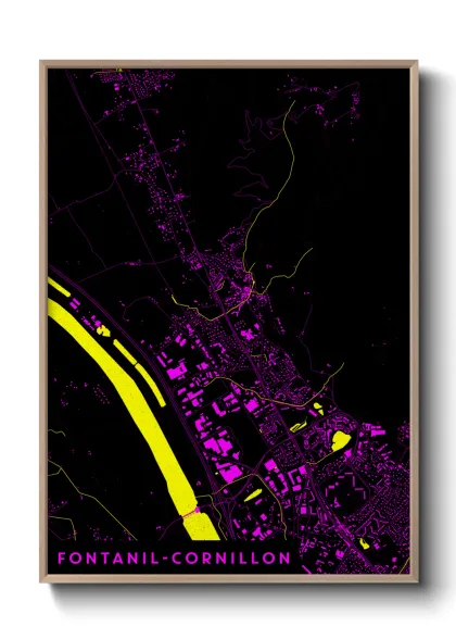 Une affiche de carte sur Fontanil-Cornillon