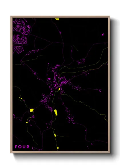 Une affiche de carte sur Four