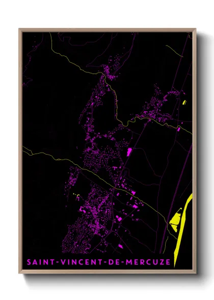 Une affiche de carte sur Saint-Vincent-de-Mercuze