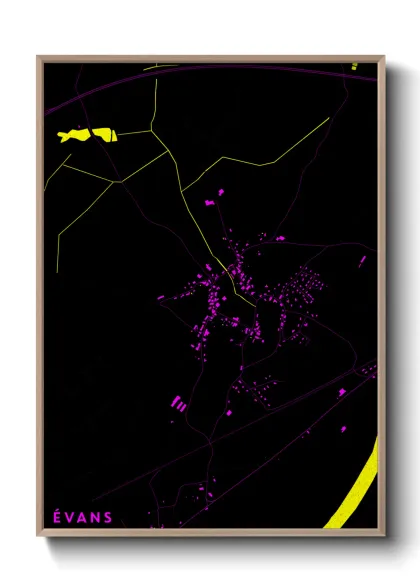 Une affiche de carte sur Évans