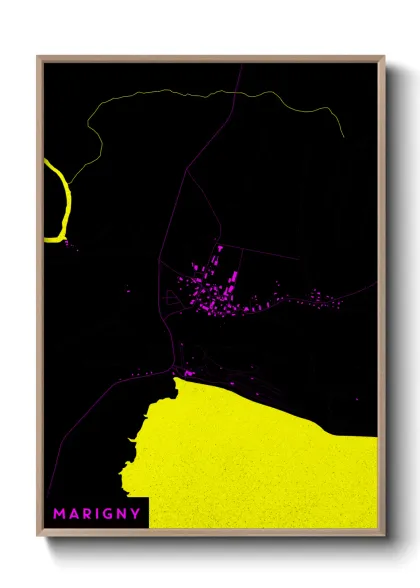 Une affiche de carte sur Marigny