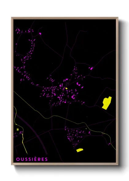 Une affiche de carte sur Oussières