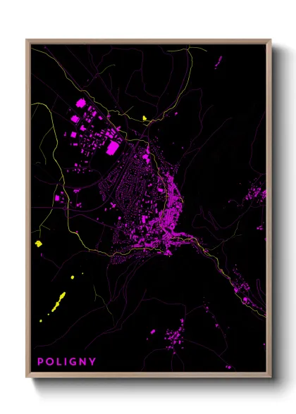 Une affiche de carte sur Poligny
