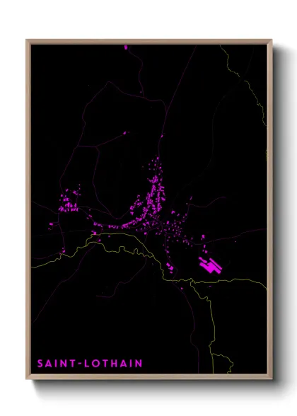 Une affiche de carte sur Saint-Lothain
