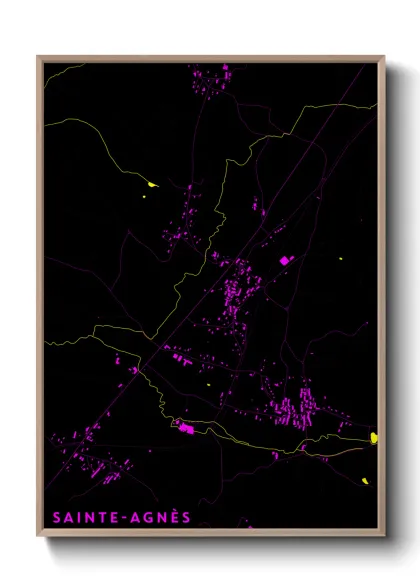 Une affiche de carte sur Sainte-Agnès