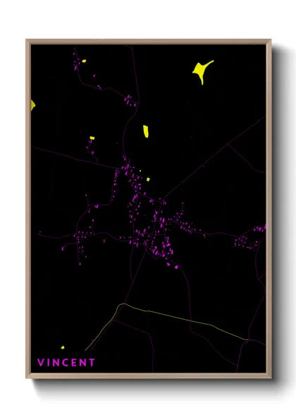 Une affiche de carte sur Vincent