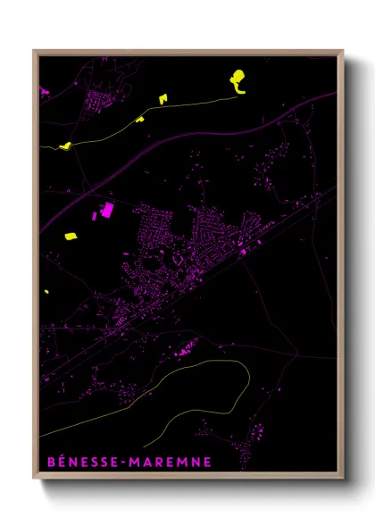 Une affiche de carte sur Bénesse-Maremne