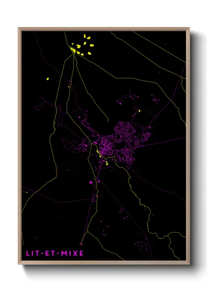 Une affiche de carte sur Lit-et-Mixe