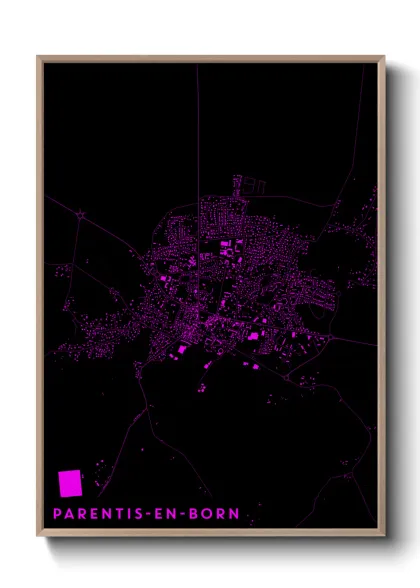 Une affiche de carte sur Parentis-en-Born