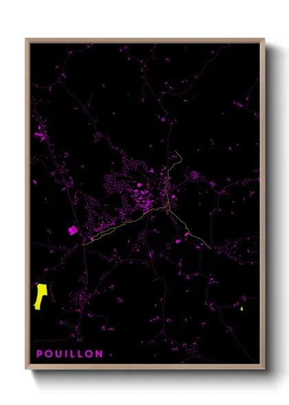Une affiche de carte sur Pouillon