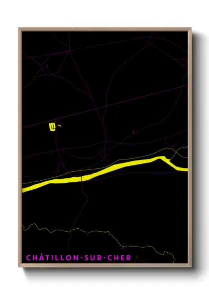 Une affiche de carte sur Châtillon-sur-Cher
