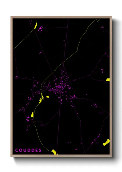 Une affiche de carte sur Couddes