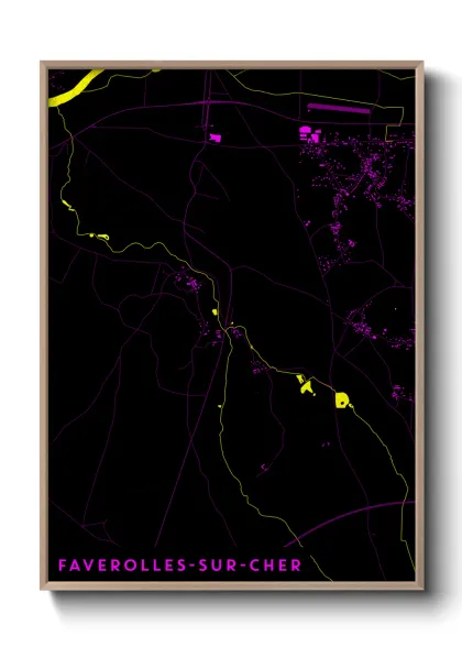 Une affiche de carte sur Faverolles-sur-Cher