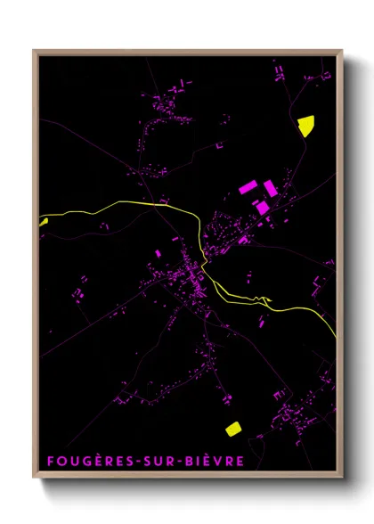 Une affiche de carte sur Fougères-sur-Bièvre