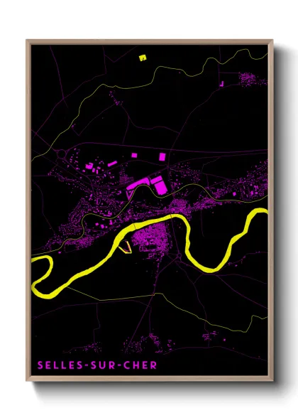 Une affiche de carte sur Selles-sur-Cher
