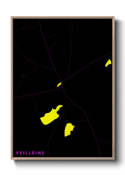 Une affiche de carte sur Veilleins