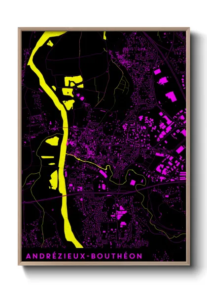 Une affiche de carte sur Andrézieux-Bouthéon