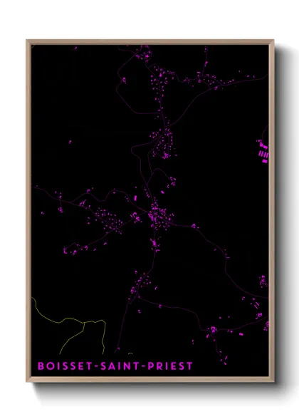 Une affiche de carte sur Boisset-Saint-Priest