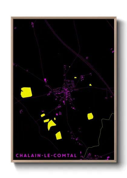 Une affiche de carte sur Chalain-le-Comtal