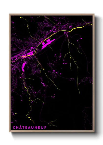 Une affiche de carte sur Châteauneuf