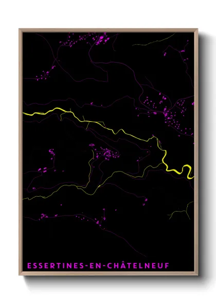 Une affiche de carte sur Essertines-en-Châtelneuf