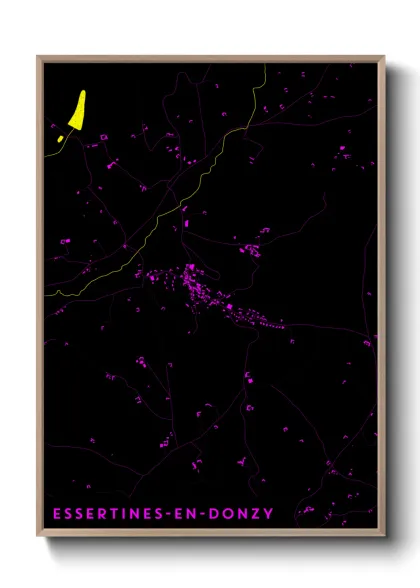 Une affiche de carte sur Essertines-en-Donzy