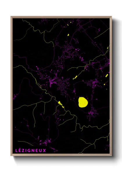 Une affiche de carte sur Lézigneux