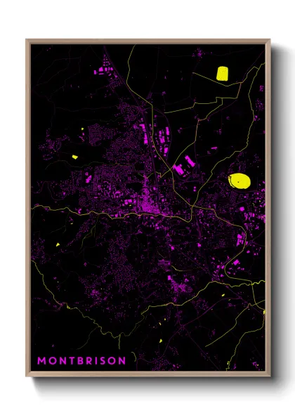Une affiche de carte sur Montbrison