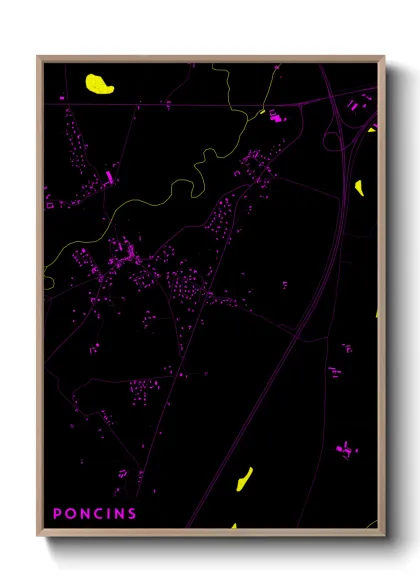 Une affiche de carte sur Poncins