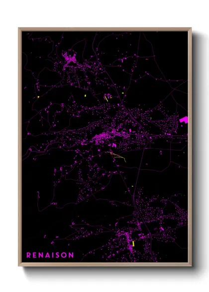 Une affiche de carte sur Renaison